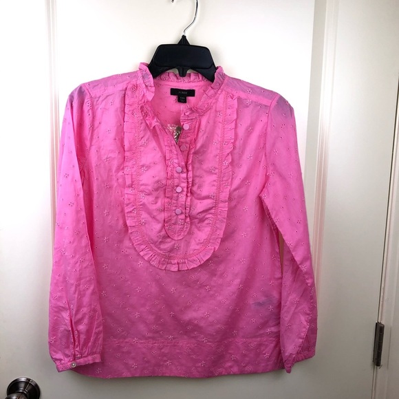 J Crew Pink Ruffle Floral Eyelet Larkspur Pink XXS - Picture 12 of 13